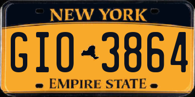 NY license plate GIO3864
