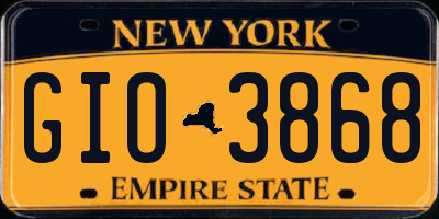 NY license plate GIO3868