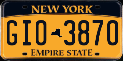 NY license plate GIO3870