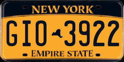 NY license plate GIO3922