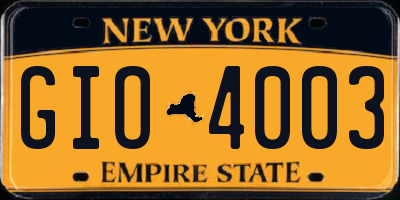 NY license plate GIO4003