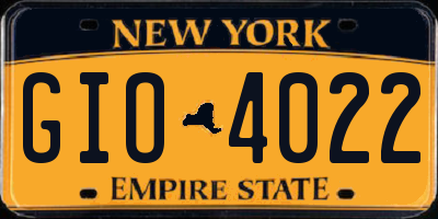 NY license plate GIO4022