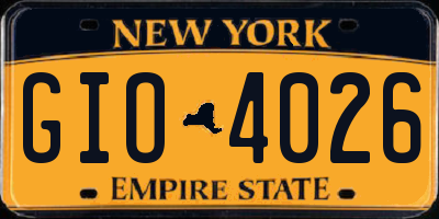 NY license plate GIO4026