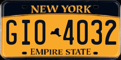 NY license plate GIO4032