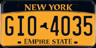NY license plate GIO4035