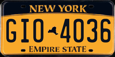 NY license plate GIO4036