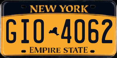 NY license plate GIO4062