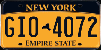 NY license plate GIO4072