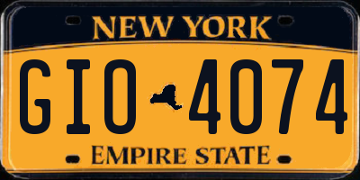 NY license plate GIO4074