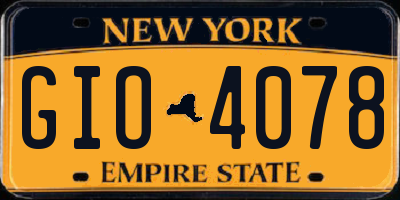 NY license plate GIO4078