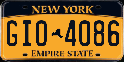 NY license plate GIO4086