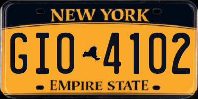 NY license plate GIO4102