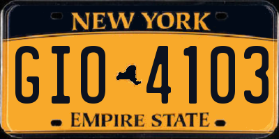 NY license plate GIO4103