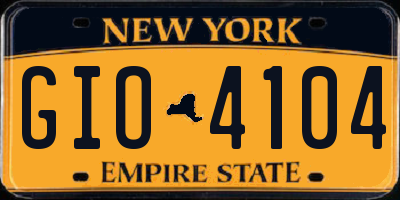 NY license plate GIO4104