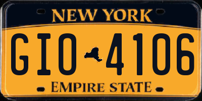 NY license plate GIO4106