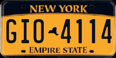 NY license plate GIO4114