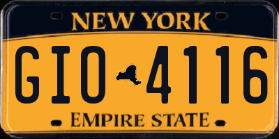 NY license plate GIO4116