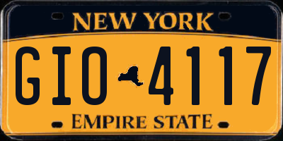 NY license plate GIO4117