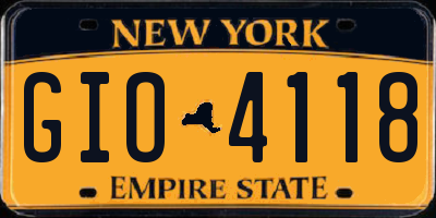 NY license plate GIO4118