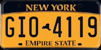 NY license plate GIO4119