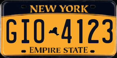 NY license plate GIO4123