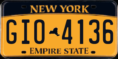 NY license plate GIO4136