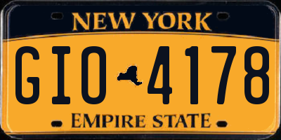 NY license plate GIO4178