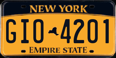NY license plate GIO4201