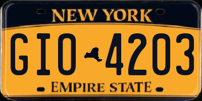 NY license plate GIO4203
