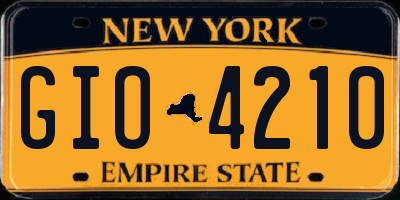 NY license plate GIO4210