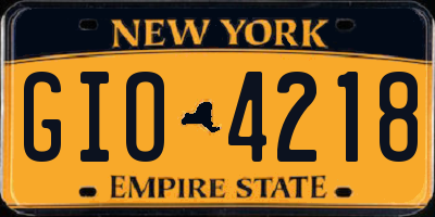 NY license plate GIO4218