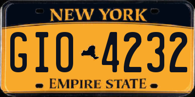 NY license plate GIO4232