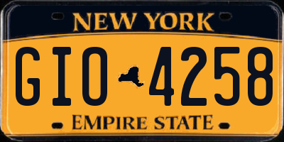 NY license plate GIO4258