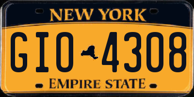 NY license plate GIO4308