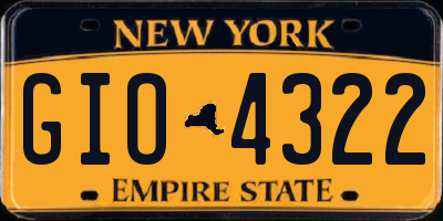 NY license plate GIO4322