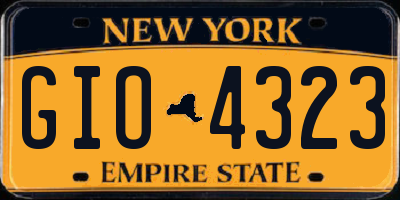 NY license plate GIO4323