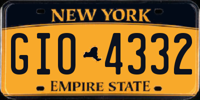 NY license plate GIO4332