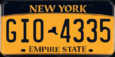 NY license plate GIO4335