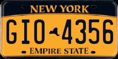 NY license plate GIO4356