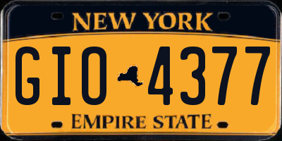 NY license plate GIO4377