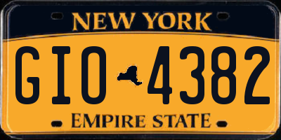 NY license plate GIO4382
