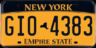 NY license plate GIO4383