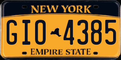 NY license plate GIO4385