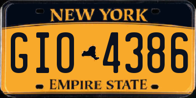 NY license plate GIO4386