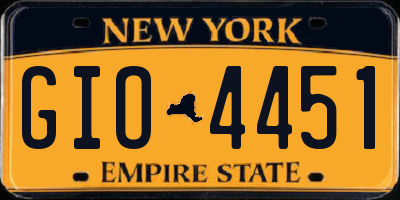 NY license plate GIO4451