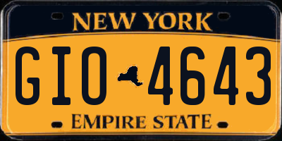 NY license plate GIO4643