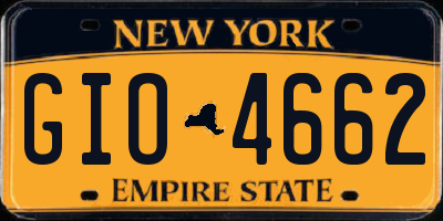 NY license plate GIO4662
