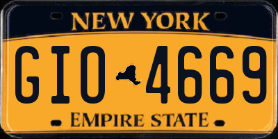 NY license plate GIO4669