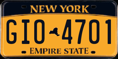 NY license plate GIO4701