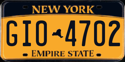 NY license plate GIO4702